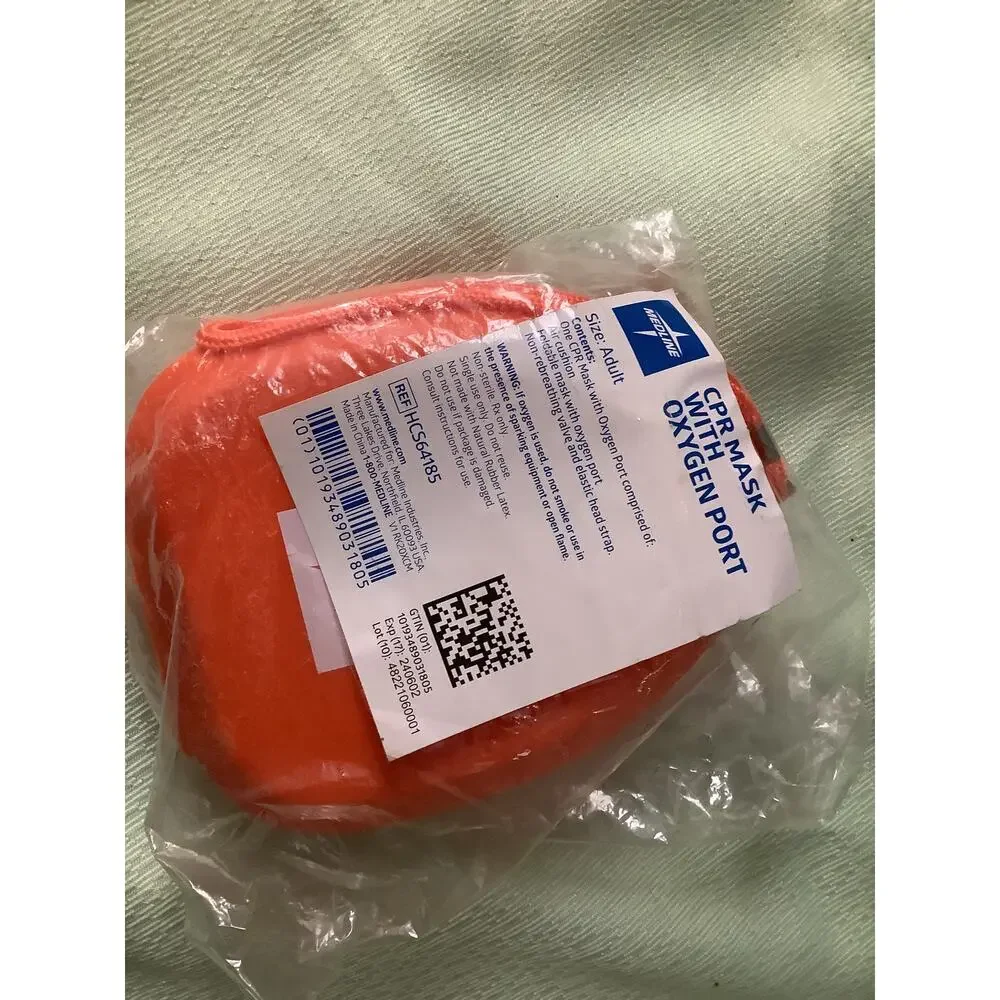 New Medline CPR Mask With Oxygen Port Adult
